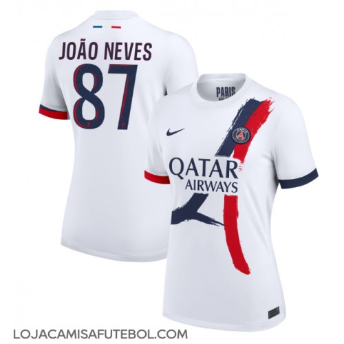 Camisa de Futebol Paris Saint-Germain Joao Neves #87 Equipamento Secundário Mulheres 2024-25 Manga Curta